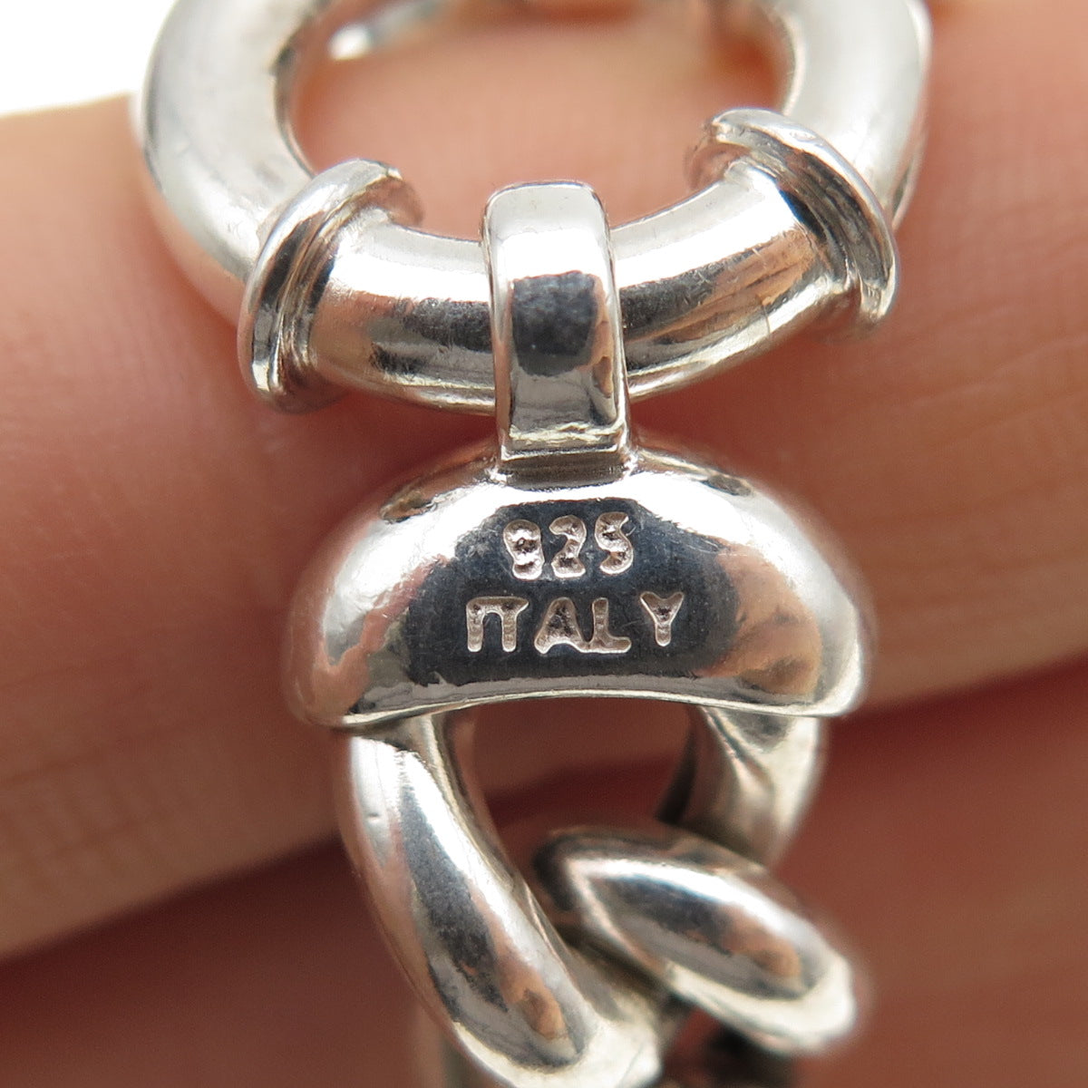 JCM Jacmel Mauritius 925 Sterling Silver Vintage Italy Cuban Link Bracelet 8.25"