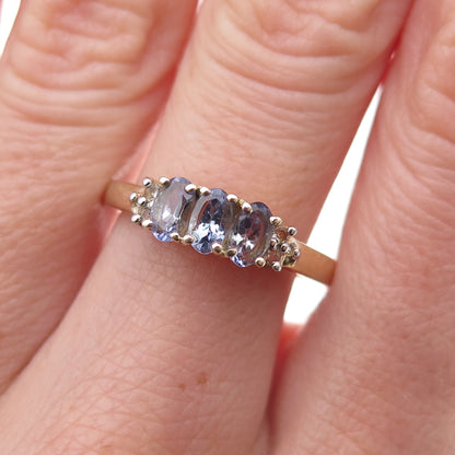 Chuck Clemency 925 Sterling Silver Gold Plated Real Tanzanite Ring Size 8.25