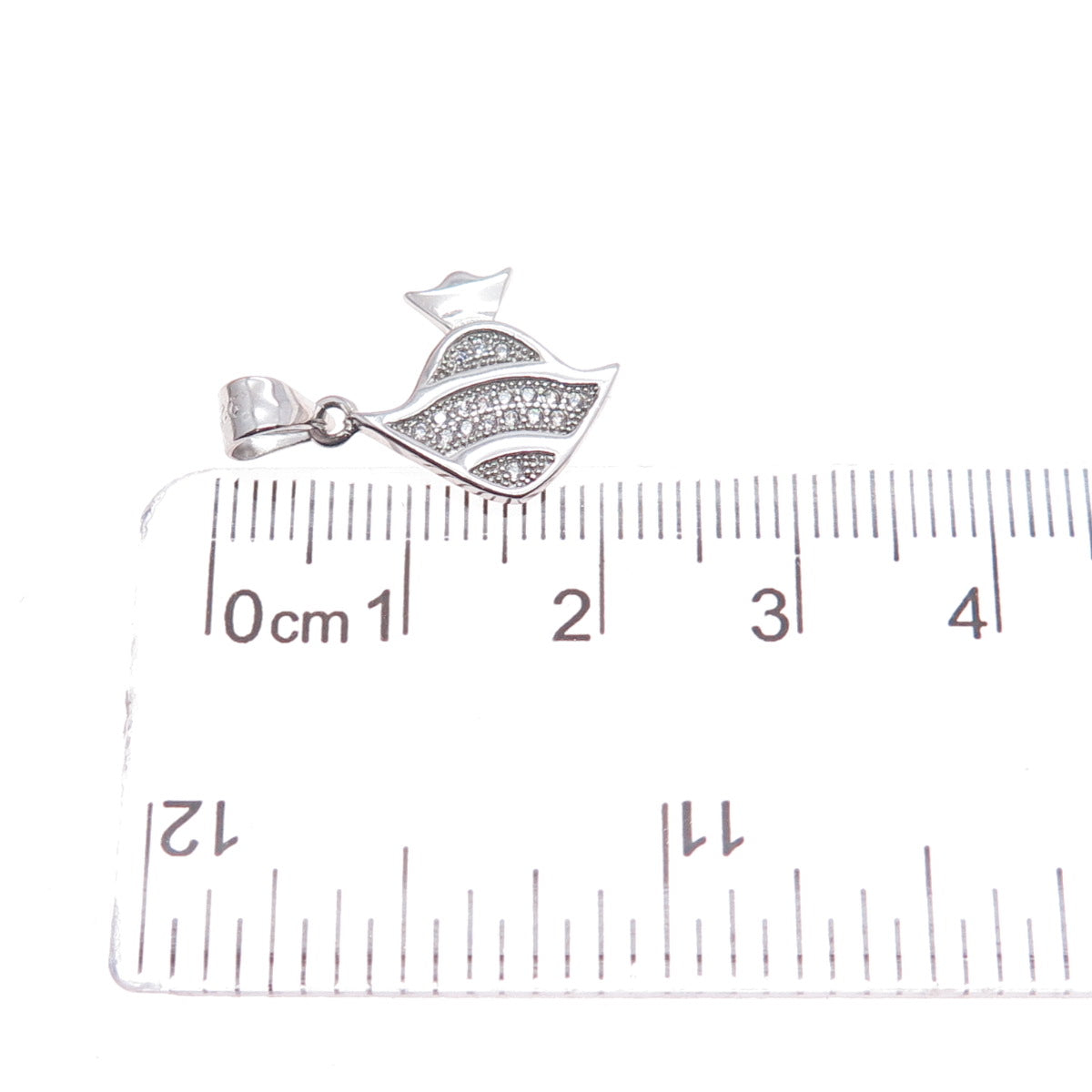 925 Sterling Silver Round-Cut C Z Angelfish Minimalist Charm Pendant