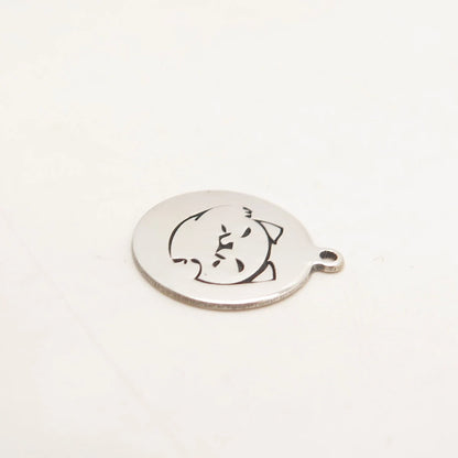 925 Sterling Silver USA Two In Town Waving Shiba Inu Dog Charm Pendant
