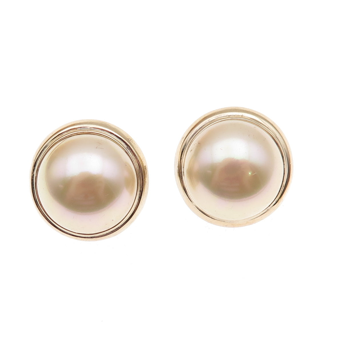 Majorica 925 Sterling Silver Gold Plated Vintage Faux Pearl Omega Back Earrings