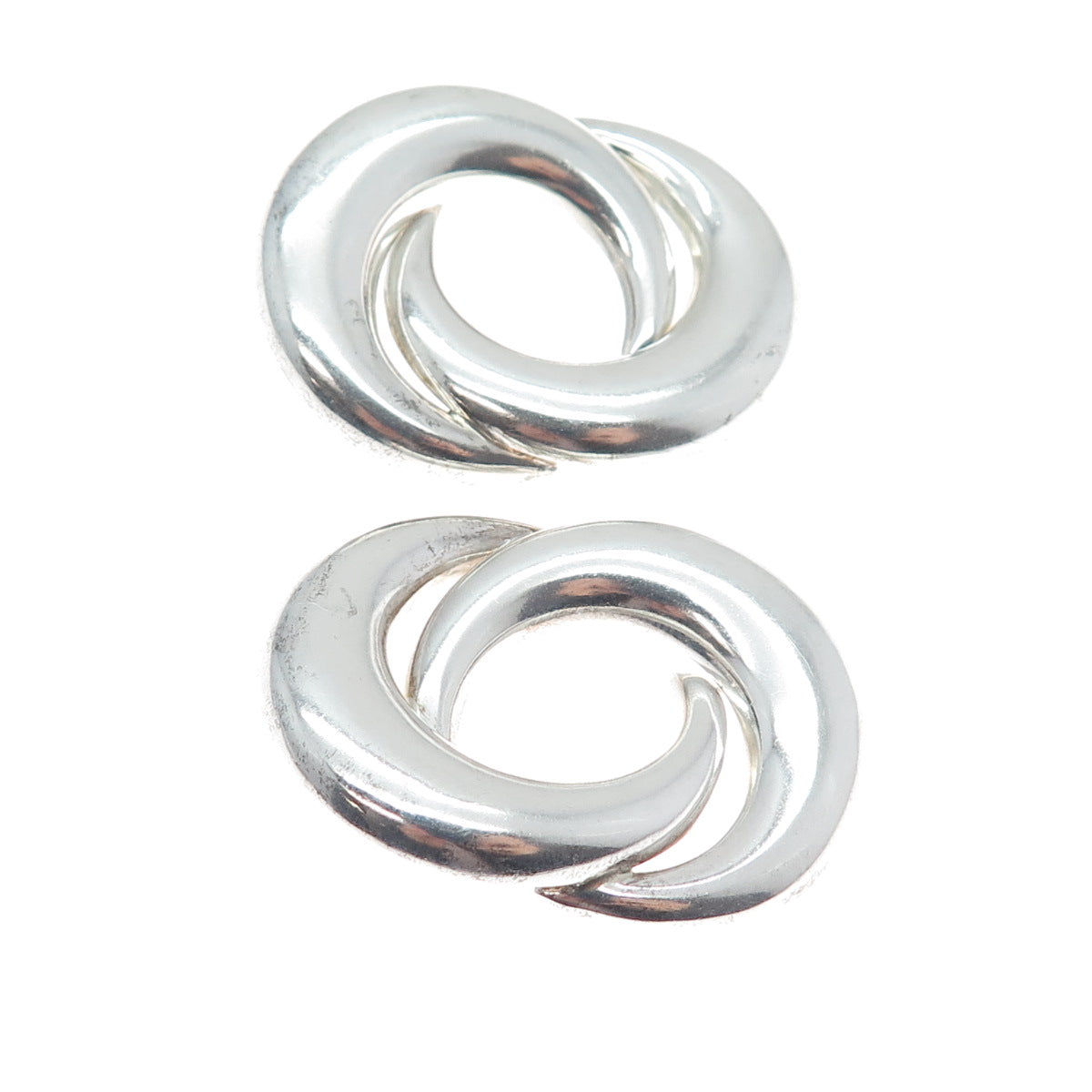 925 Sterling Silver Vintage Mexico Modernist Crescent Yin Yang Earrings