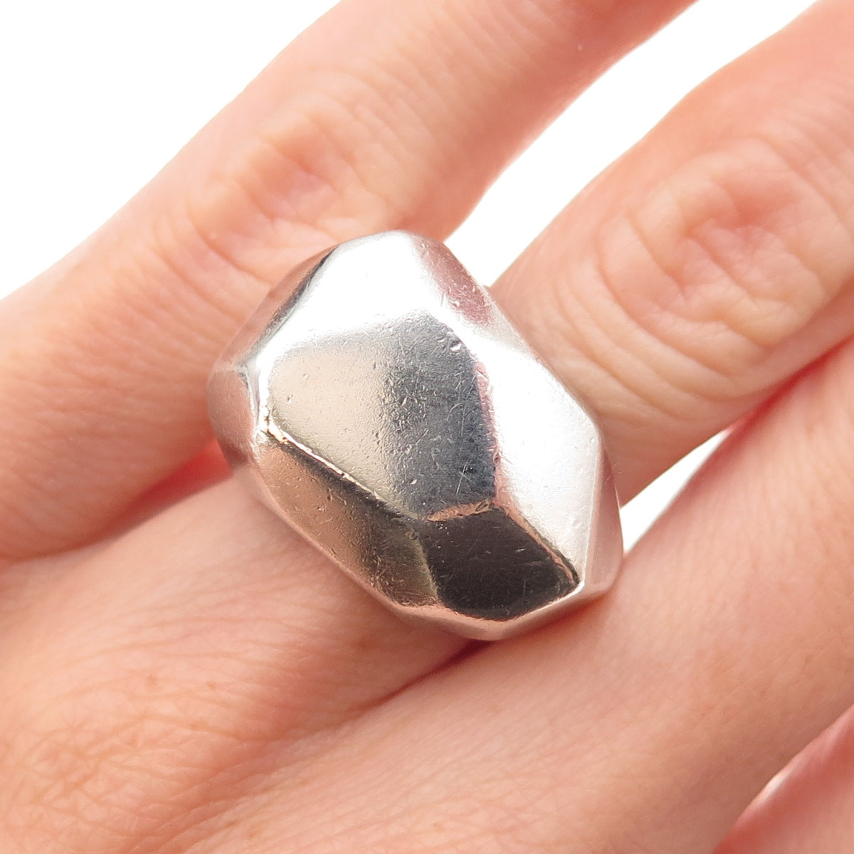 Nanis 925 Sterling Silver Vintage Modernist Dome Oxidized Ring Size 6
