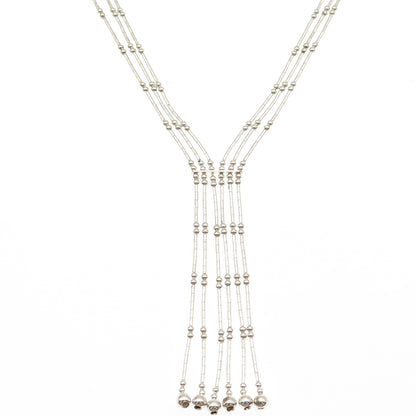 SUNRISE Old Pawn 925 Sterling Silver Vintage Tassel Liquid Chain Necklace 18"