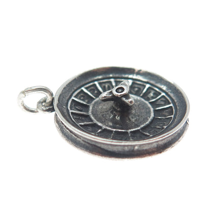 BELL TRADING POST Sterling Silver Vintage Roulette Wheel Oxidized Charm Pendant