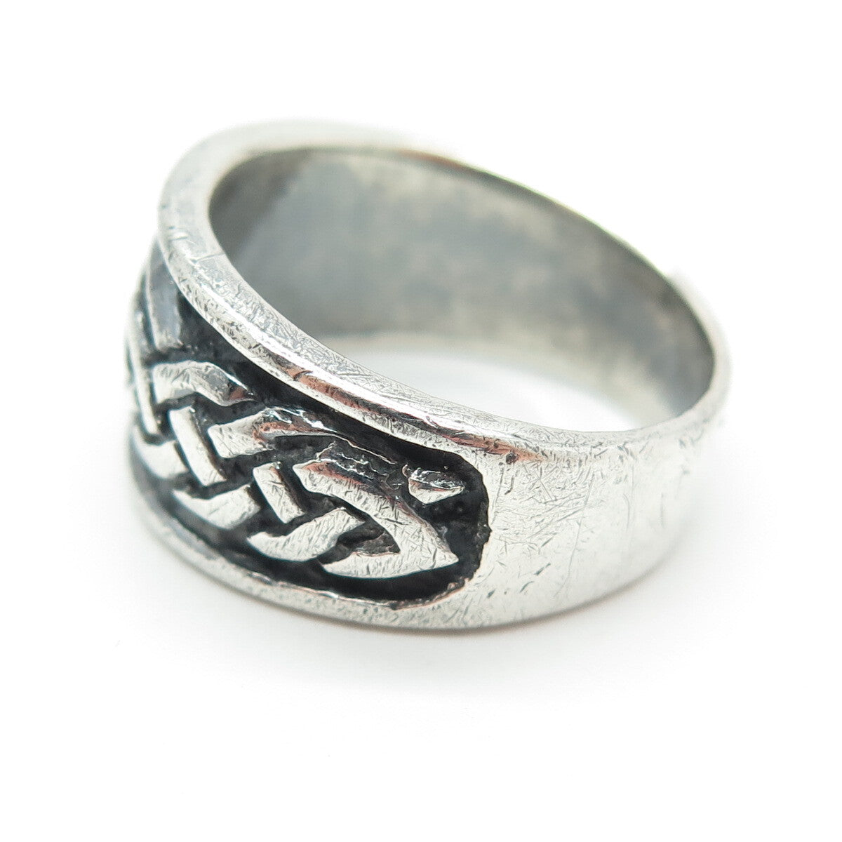 925 Sterling Silver Vintage Celtic Knot Oxidized Ring Size 10