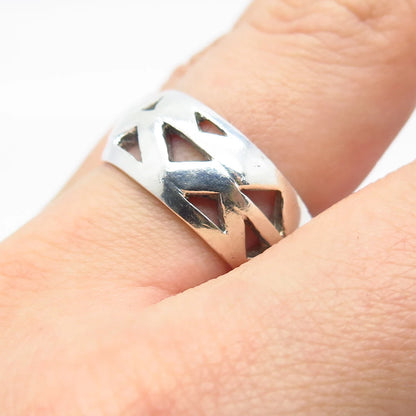 925 Sterling Silver Vintage Geometric Band Ring Size 6.75