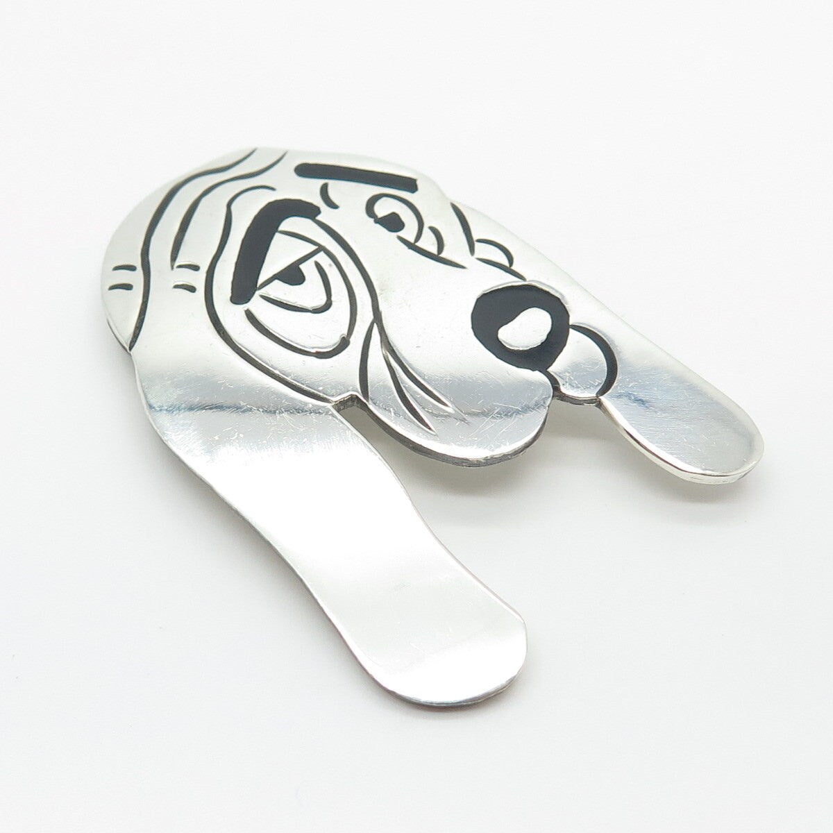 925 Sterling Silver Vintage Mexico Enamel Dog Pin Brooch