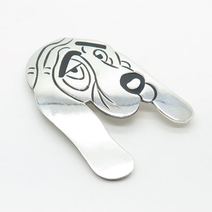 925 Sterling Silver Vintage Mexico Enamel Dog Pin Brooch