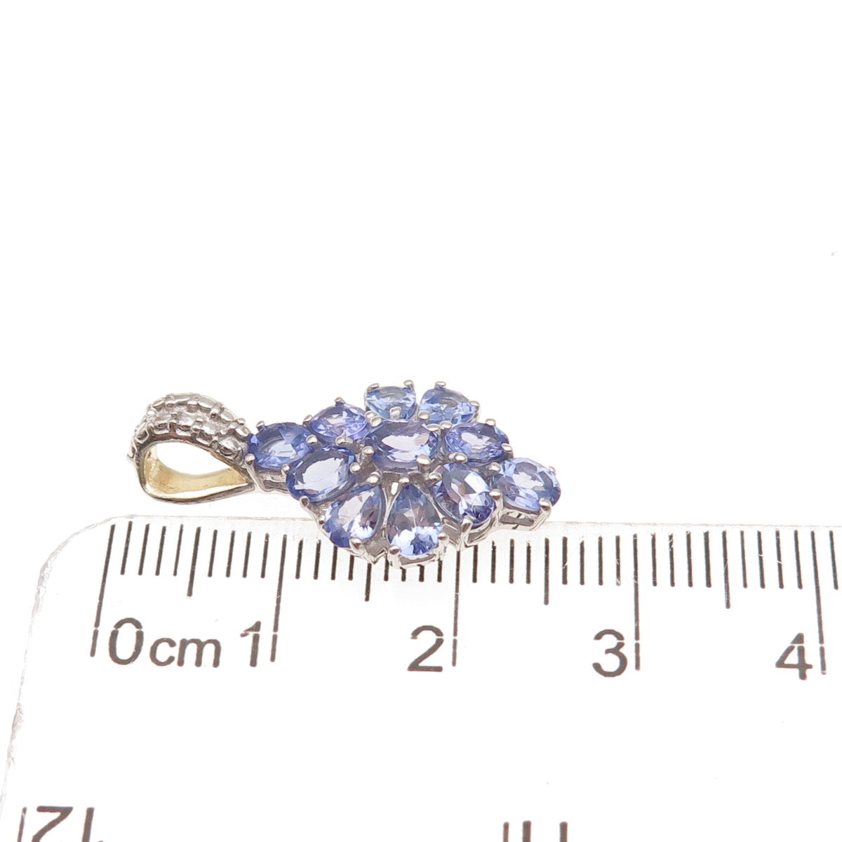 Chuck Clemency 925 Sterling Silver Real Tanzanite Cluster Charm Pendant