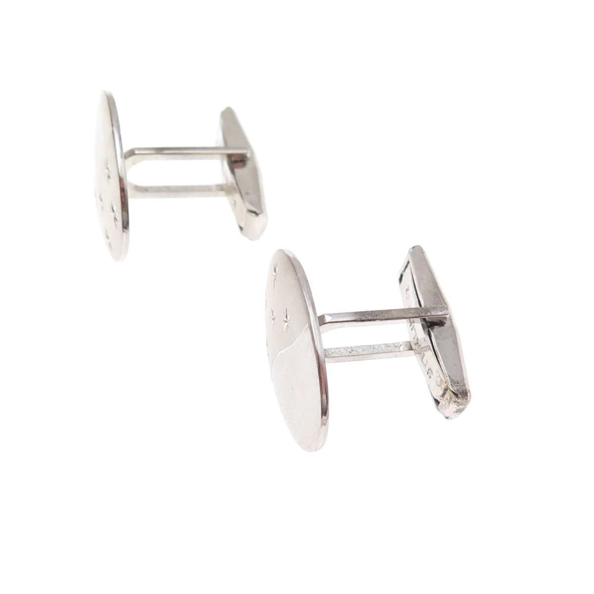 925 Sterling Silver Vintage T2 Starburst Oval Cufflinks