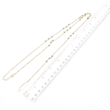 925 Sterling Silver Gold Plated Ball Beaded Cable Chain Lariat Necklace 20-22"