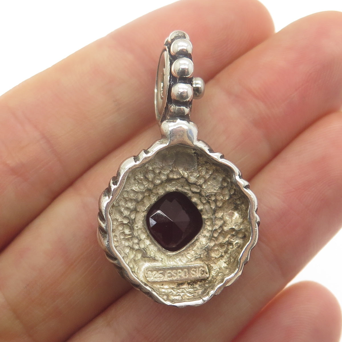 ESPO SIG Joseph Esposito Sterling Silver Vintage Real Tourmaline Snap Pendant