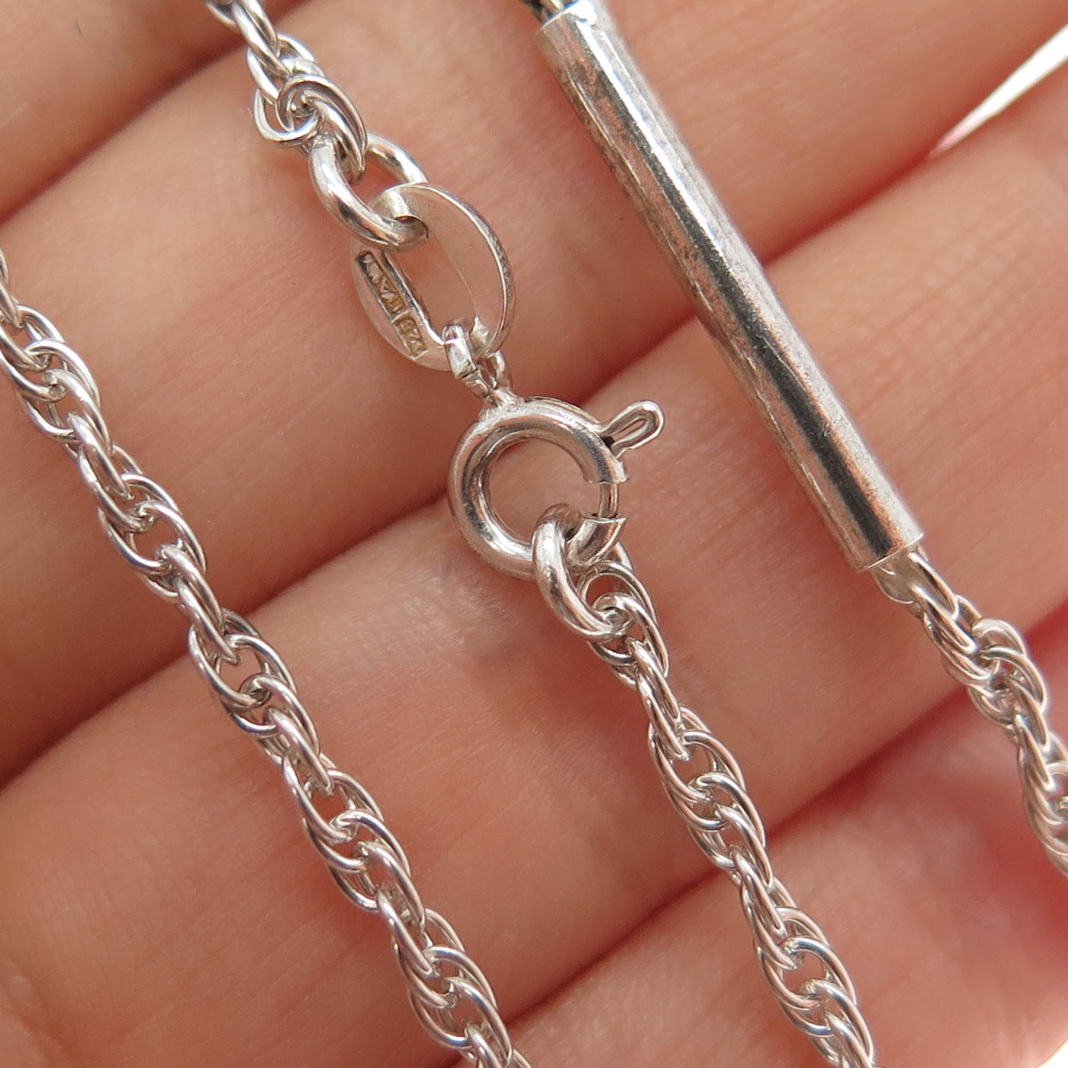 925 Sterling Silver Vintage Italy Bar Singapore Chain Necklace 24"