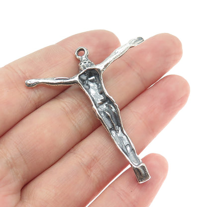 925 Sterling Silver Vintage Crucifix Cross Religious Oxidized Pendant