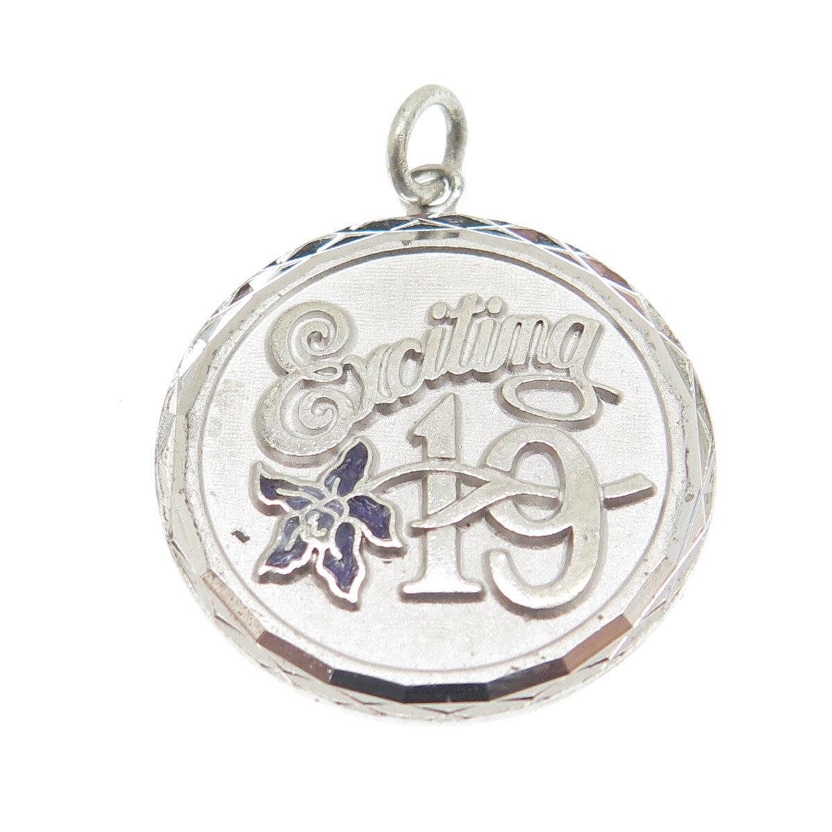 GRIFFITH & SONS CO. 925 Sterling Silver Vintage Enamel "Exciting 19" Pendant