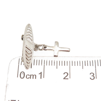 Creed 925 Sterling Silver Antique WWII US Army Cross Religious Pin Brooch
