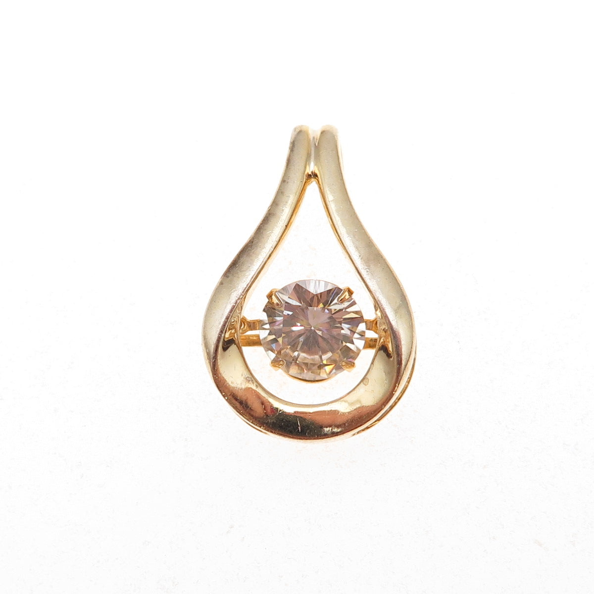 Savoy 925 Sterling Silver Gold Plated Moissanite Teardrop Slide Charm Pendant