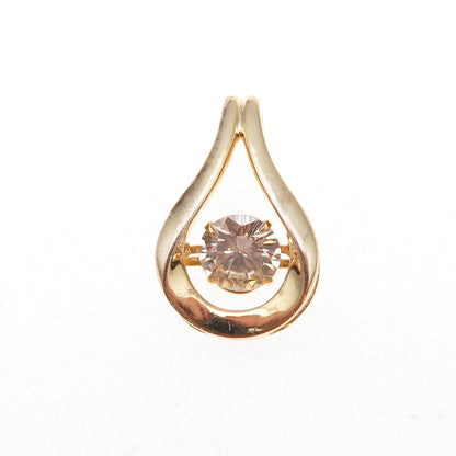 Savoy 925 Sterling Silver Gold Plated Moissanite Teardrop Slide Charm Pendant