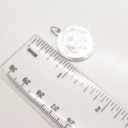 925 Sterling Silver Vintage "My Confirmation" Holy Ghost Religious Charm Pendant