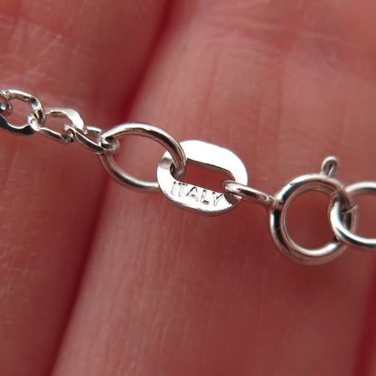 925 Sterling Silver Italy Real Blue Diamond Butterfly Cable Chain Necklace 18"