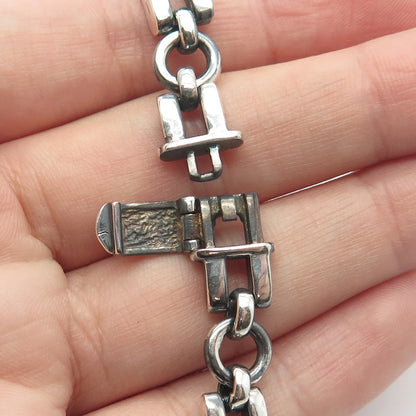 925 Sterling Silver Vintage P.R. EX Bar Link Bracelet 6.75"