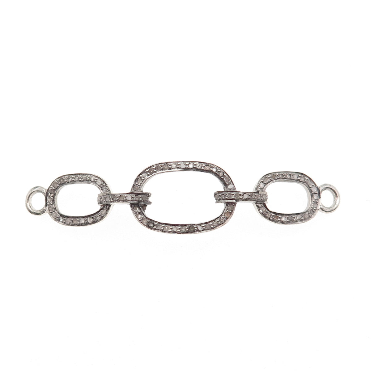 925 Sterling Silver Real Round-Cut Diamond ID Bracelet Centerpiece Part