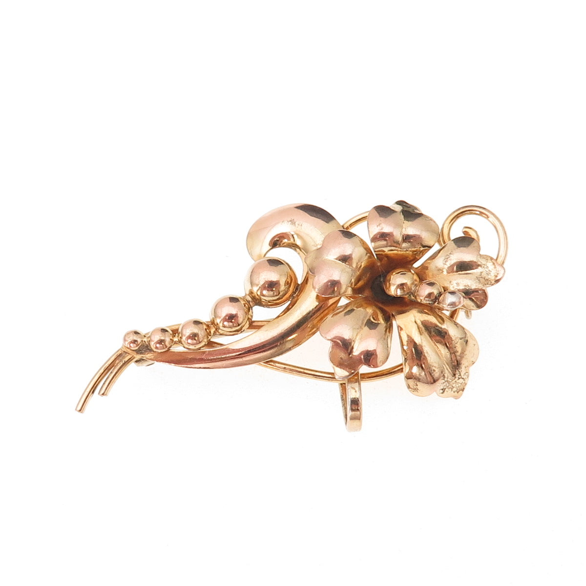 925 Sterling Silver 1/20 12K Gold Filled Vintage Orchid Pin Brooch / Pendant