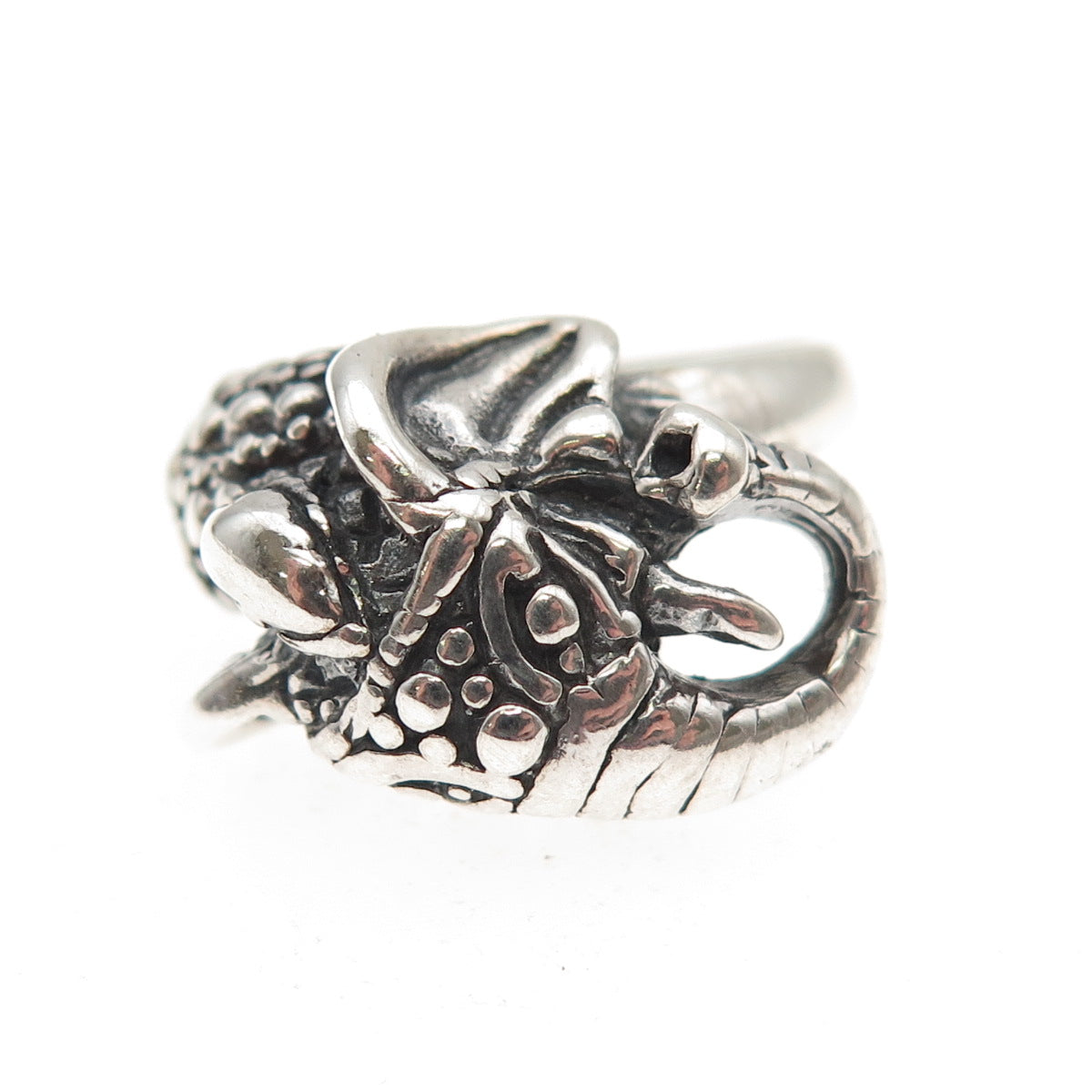 925 Sterling Silver Vintage Elephant Oxidized Ring Size 7