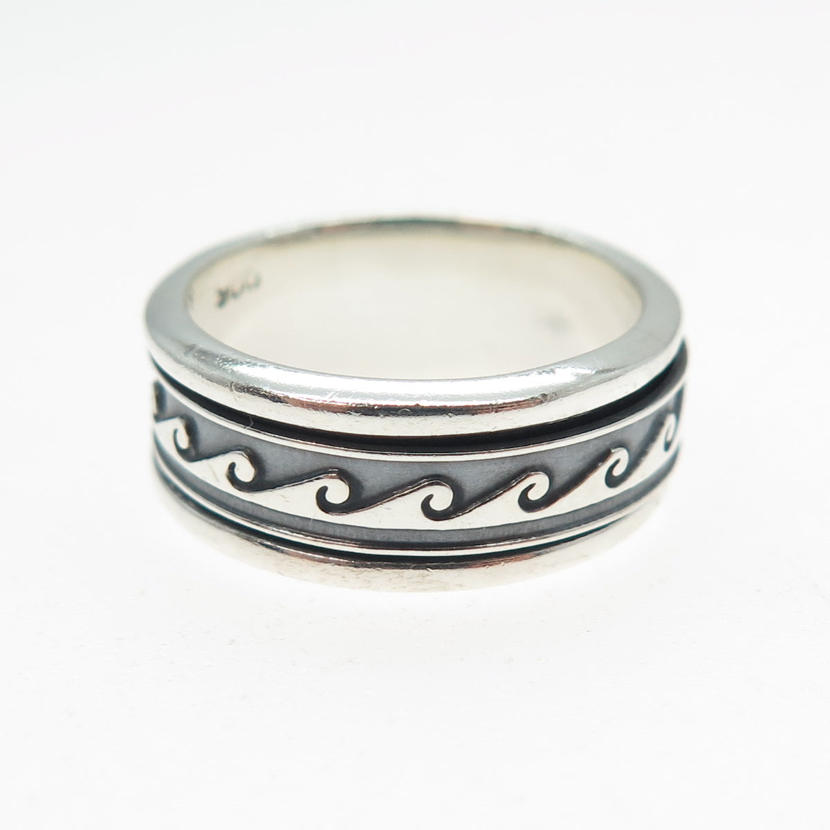 925 Sterling Silver Vintage Celtic Wave Rotating Band Ring Size 6.5