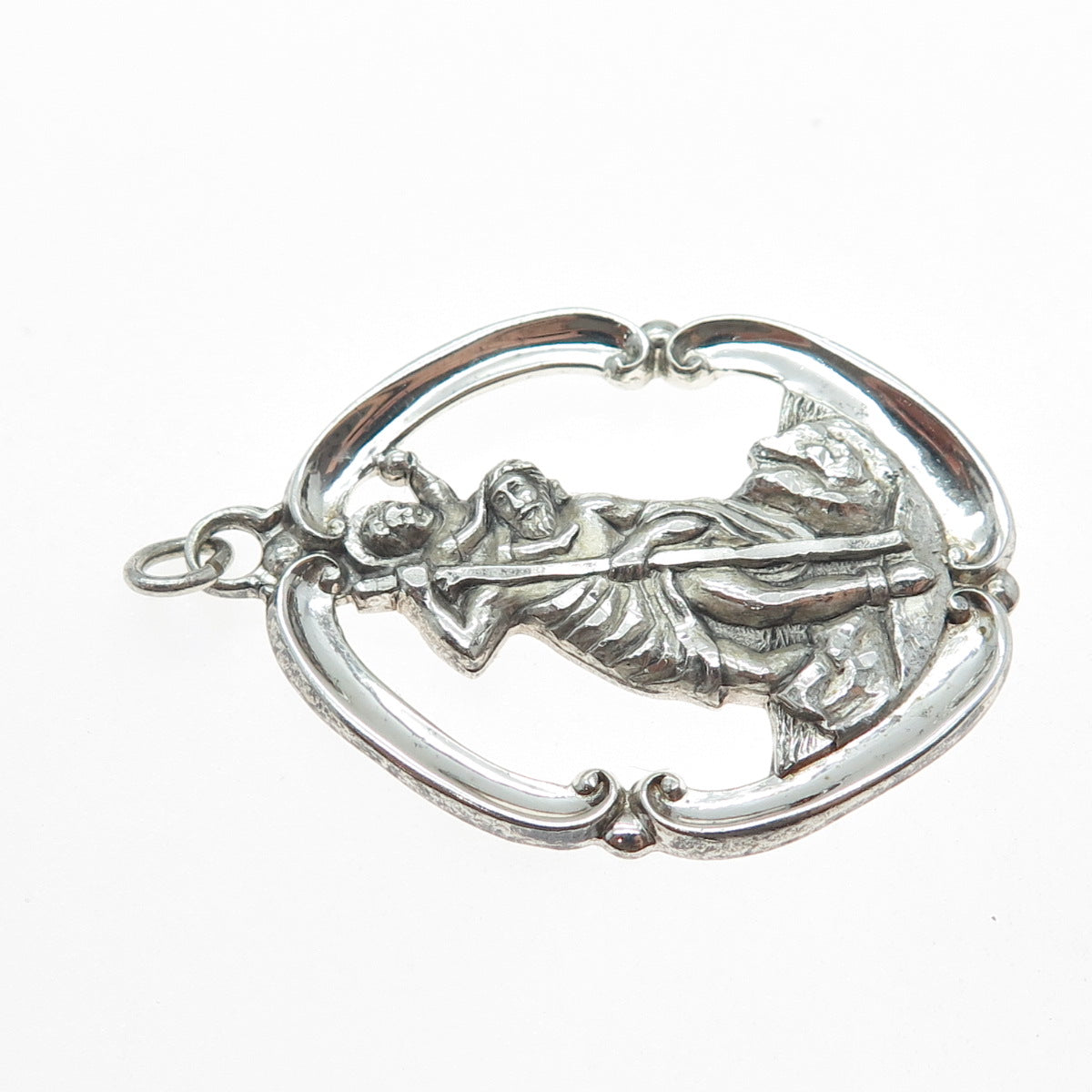 CREED Sterling Silver Antique Art Deco St. Christopher Religious Charm Pendant