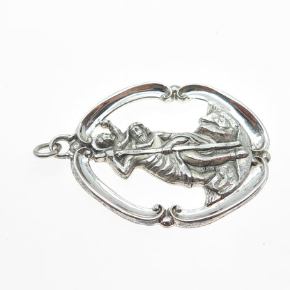 CREED Sterling Silver Antique Art Deco St. Christopher Religious Charm Pendant