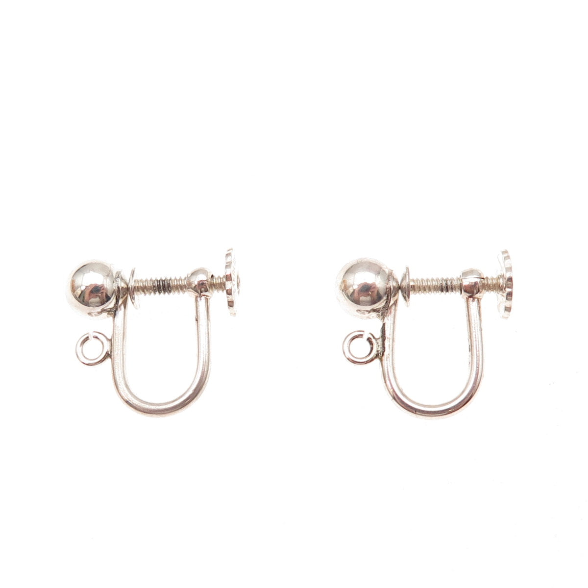 925 Sterling Silver Vintage Charm Holder Screw Back Earrings
