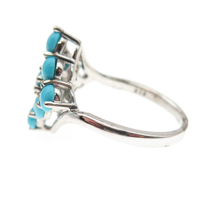 925 Sterling Silver Real Sleeping Beauty Turquoise & Apatite Ring Size 9