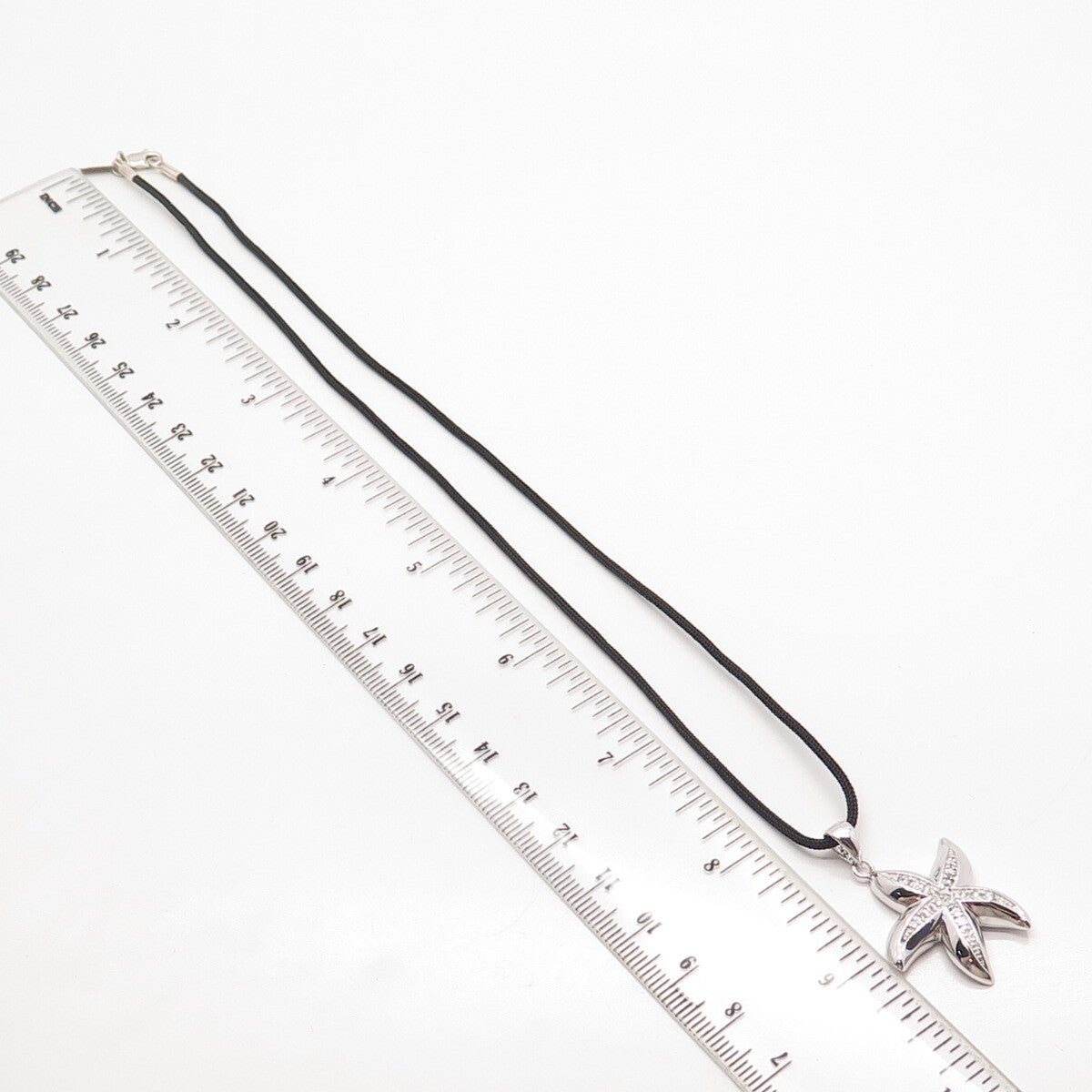 925 Sterling Silver SUN Real White Diamond Sand Dollar Cord Chain Necklace 16"
