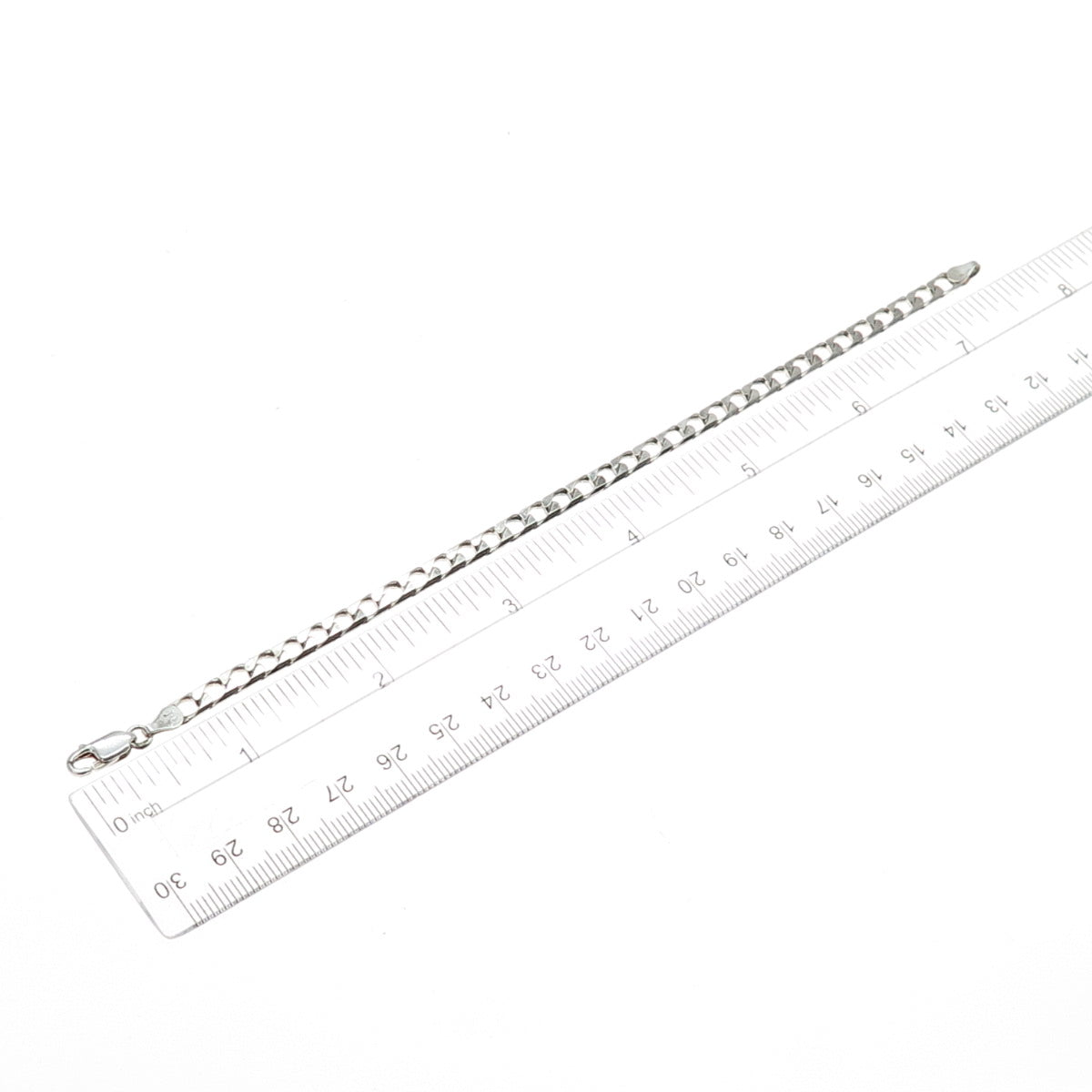 925 Sterling Silver Vintage Italy Square Curb Link Oxidized Bracelet 7.5"