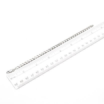 925 Sterling Silver Vintage Italy Square Curb Link Oxidized Bracelet 7.5"