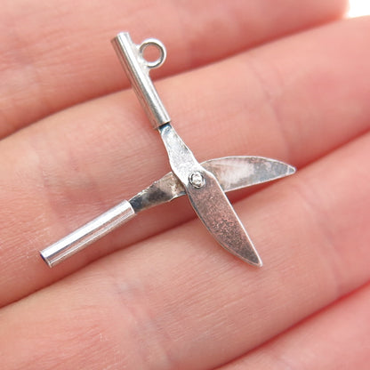 925 Sterling Silver Antique Art Deco Mexico Flower Cutter Movable Charm Pendant