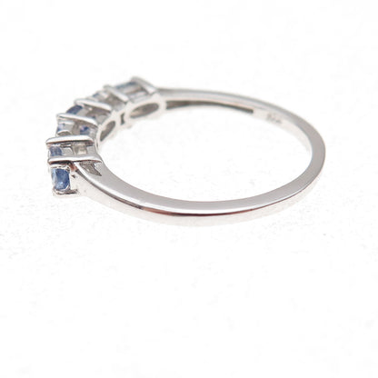 Chuck Clemency 925 Sterling Silver Real Oval & Round-Cut Tanzanite Ring Size 8
