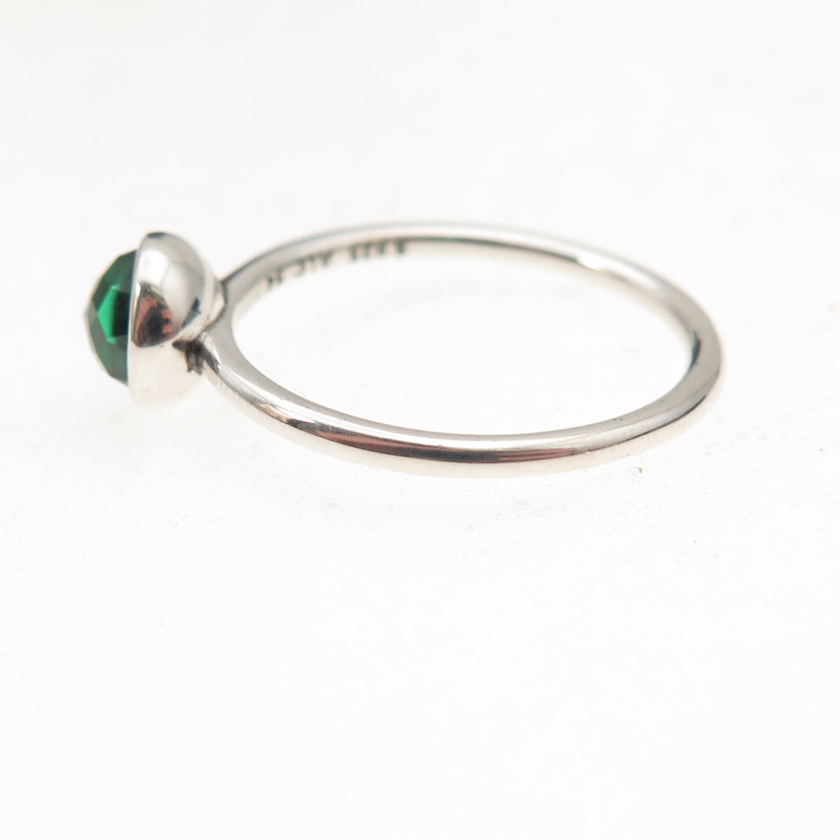 Pandora 925 Sterling Silver Green Crystal August Birthday Blooms Ring Size 7