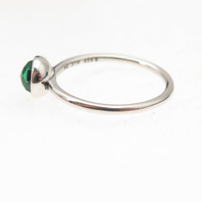 Pandora 925 Sterling Silver Green Crystal August Birthday Blooms Ring Size 7