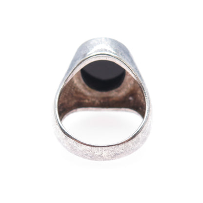 KEN CRAFTS 925 Sterling Silver Vintage Real Black Onyx Oxidized Ring Size 7