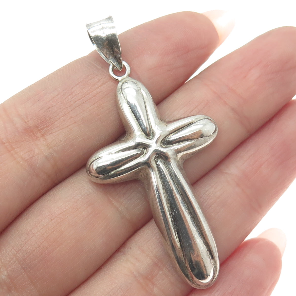 925 Sterling Silver Vintage Modernist Cross Pendant