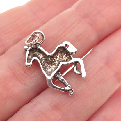 925 Sterling Silver Vintage Horse Oxidized Mini Charm Pendant