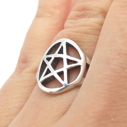 925 Sterling Silver Vintage Pentagram Ring Size 5.75