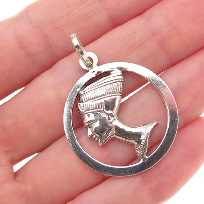 925 Sterling Silver Vintage Italy Egyptian Nefertiti Charm Pendant