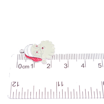 SPENCER 925 Sterling Silver Vintage Enamel Santa Claus Minimalist Pendant