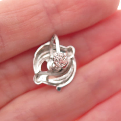 925 Sterling Silver Vintage Floral Screw Back Earrings