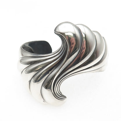 Kabana 925 Sterling Silver Vintage Modernist Oxidized Adjustable Bracelet 6.5"