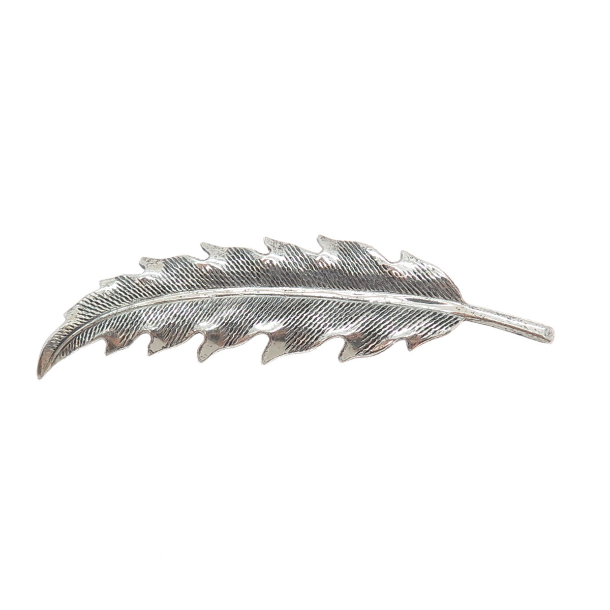BEAU 925 Sterling Silver Vintage Feather Oxidized Pin Brooch